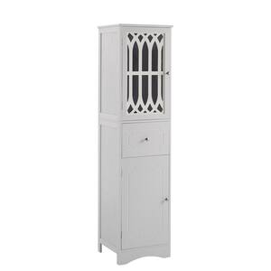 16.5 in. W x 14.2 in. D x 63.8 in. H White Freestanding Linen Cabinet with Acrylic Door and Adjustable Shelf