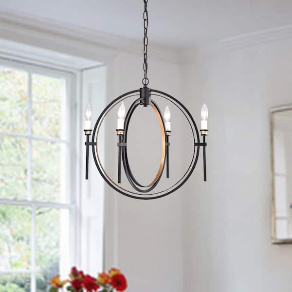 Edvivi Orbit 4 Light Black And Bronze Double Hoop Globe Sphere Orb Modern Chandelier Epq231bk Edvivi Orbit 4 Light Black And Bronze, Benita Antique Black 4 Light Metal Globe Crystal Chandelier