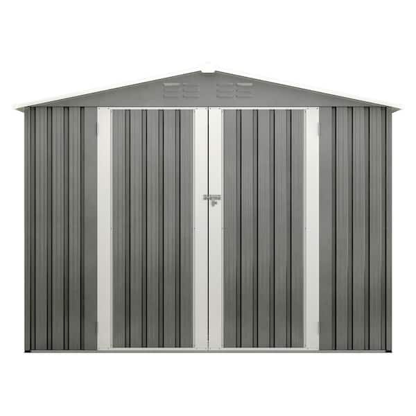 Unbranded 8 ft. W x 6 ft. D Outdoor Storage Shed, All Weather Metal Sheds Suitable Backyard, Lawn, Coverage Area 48 sq. ft. Grey