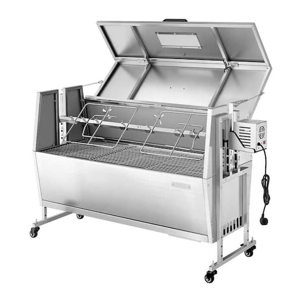 Rotisserie Grill w/ 132 LBS. Capacity, 4-Level Height, 38W BBQ Outdoor Pig and Lamb Spit Roaster, Charcoal Spit Roaster