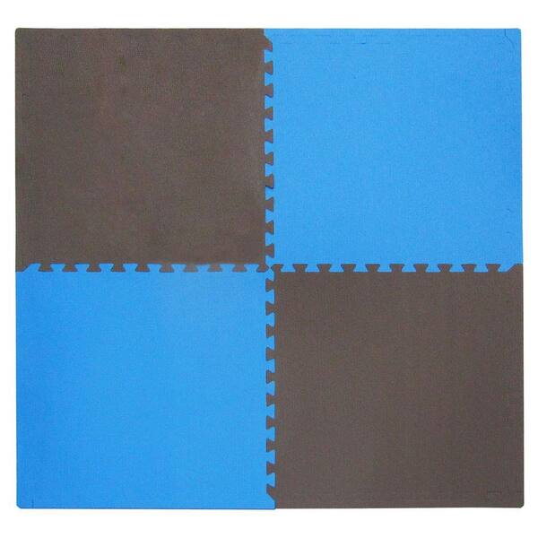 Tadpoles Double Sided Blue/Brown 50 in. x 50 in. EVA Floor Mat Set