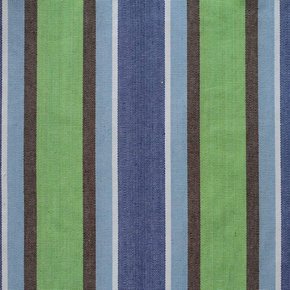 Vivere Blue and Green Striped Cotton Hammock with Pinewood Stand