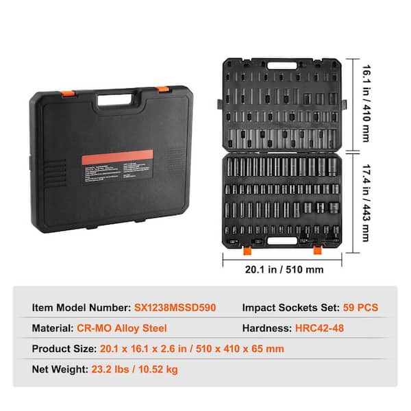 SKYSHALO 3/8 in. and 1/2 in. Impact Sockets Set 6 Point Drive Bit