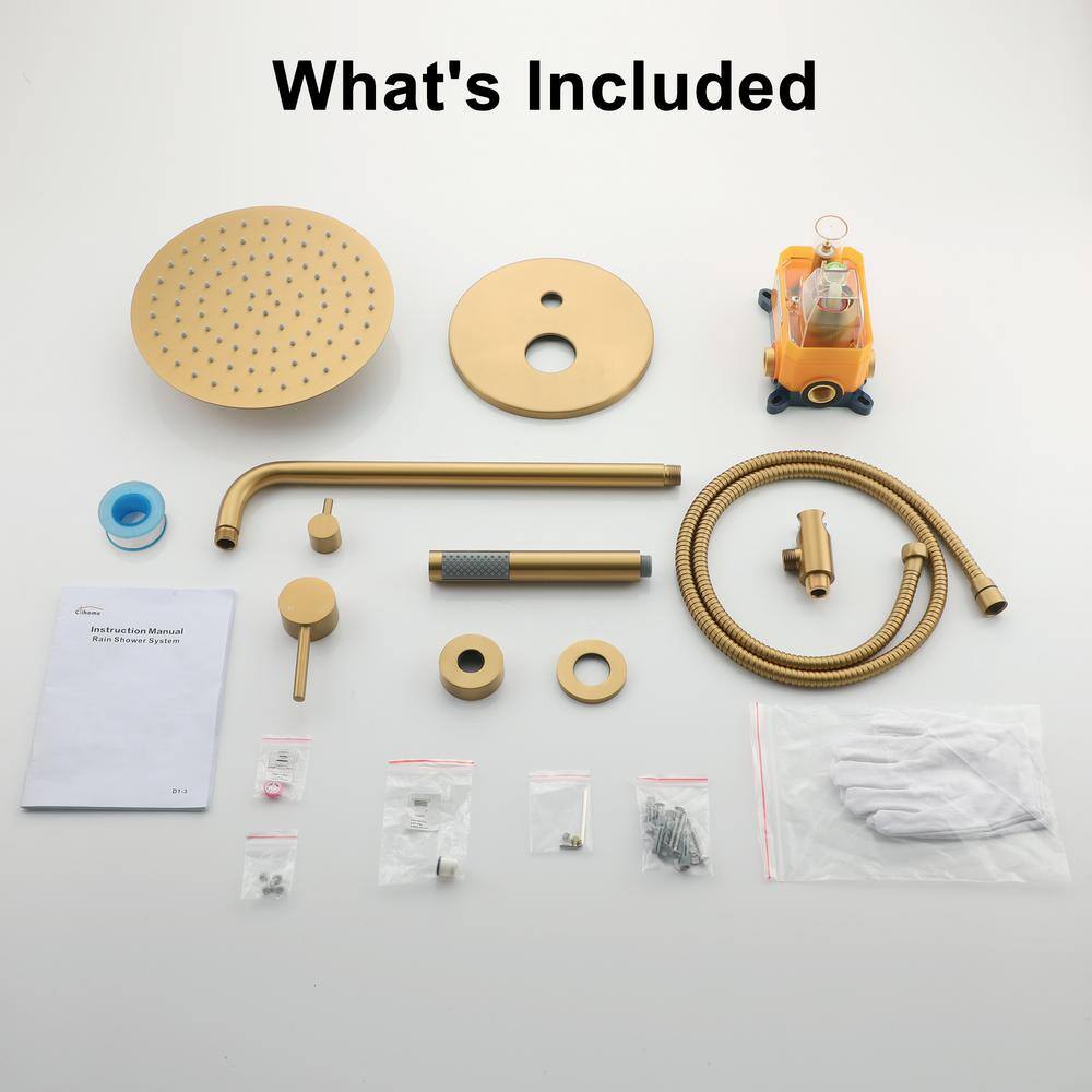 Large Brushed Gold Stainless Steel Dual Shower Head System