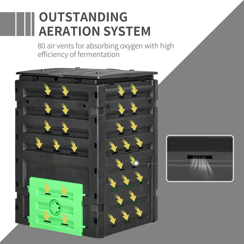 Outsunny 120 Gallon Compost Bin, Large Composter with 80 Vents 845-915V00BK