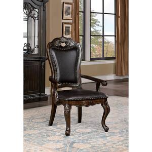 Rolling Knoll Walnut and Dark Brown Faux Leather Arm Chairs (Set of 2)