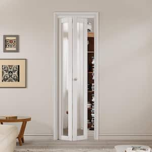 24 in. x 80 in. 1-Lite Mirror Glass and Solid Core White Finished MDF Interior Closet Bi-Fold Door with Hardware