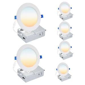 6 in. Night Light 60-Watt Equivalent Recessed LED Downlight Integrated Night Lighting Kit, 5CCT Selectable (6-Pack)