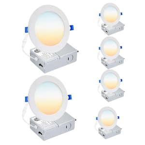 6 in. Night Light 60-Watt Equivalent Recessed LED Downlight Integrated Night Lighting Kit, 5CCT Selectable (6-Pack)