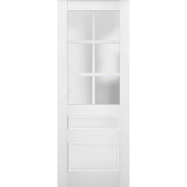 32 in. x 34 in. Solid Wood Frosted glass White Interior Door Slab
