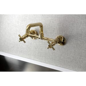 Concord 2-Handle Wall-Mount Kitchen Faucet in Polished Brass