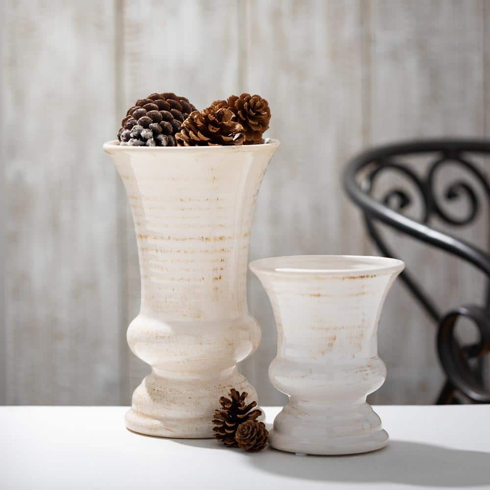 Effortless Ivory Ceramic Bouquet Vase 8.5"L x 11.5"H