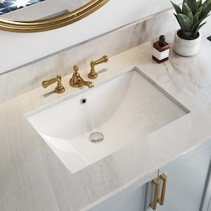 23-5/8 in. Rectangular Glazed Ceramic Undermount Bathroom Vanity Sink in White with Overflow Drain