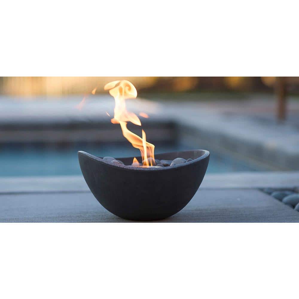 Gray StoneCast Wave Tabletop Gel Fire Pit