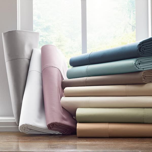 Legends Hotel Supima Wrinkle Free Sateen Silver Supima Cotton Queen Fitted Sheet