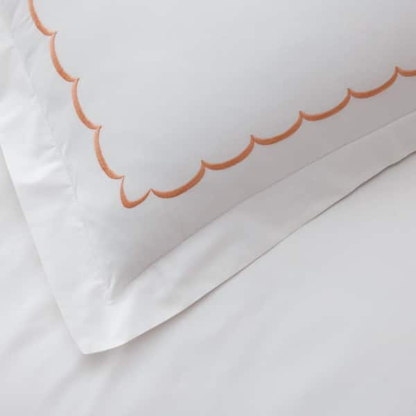 Legends Hotel Embroidered Scallop Geometric Cotton Percale Standard Pillowcase