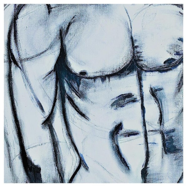 VENICE BEACH Collections All Man in Charcoal by Sarah Wahl 1-Piece Unframed Canvas Drawing Print Abstract Print 14 in. x 14 in.