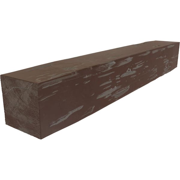 Ekena Millwork 4 in. x 4 in. x 5 ft. Pecky Cypress Fireplace Mantel Aged Pecan Faux Wood Beam