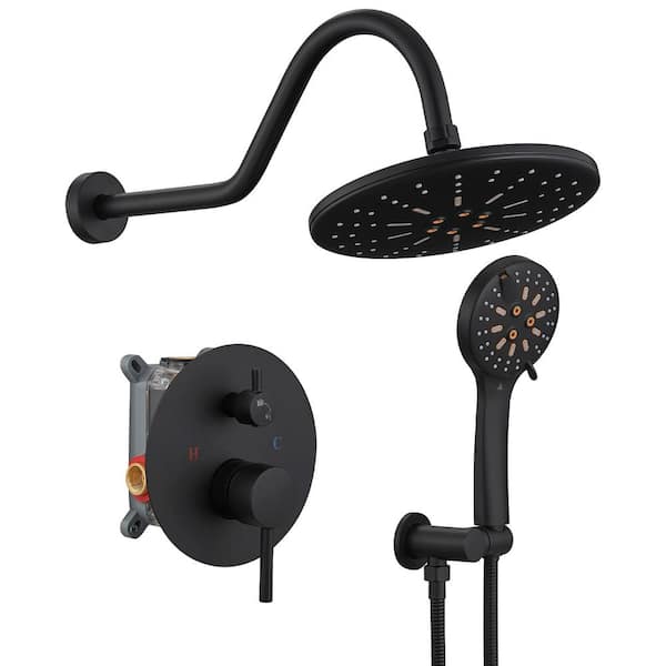 Single Handle 2-Spray Shower Faucet 2.5 GPM with Adjustable Flow Rate, Easy to Install in Matte Black