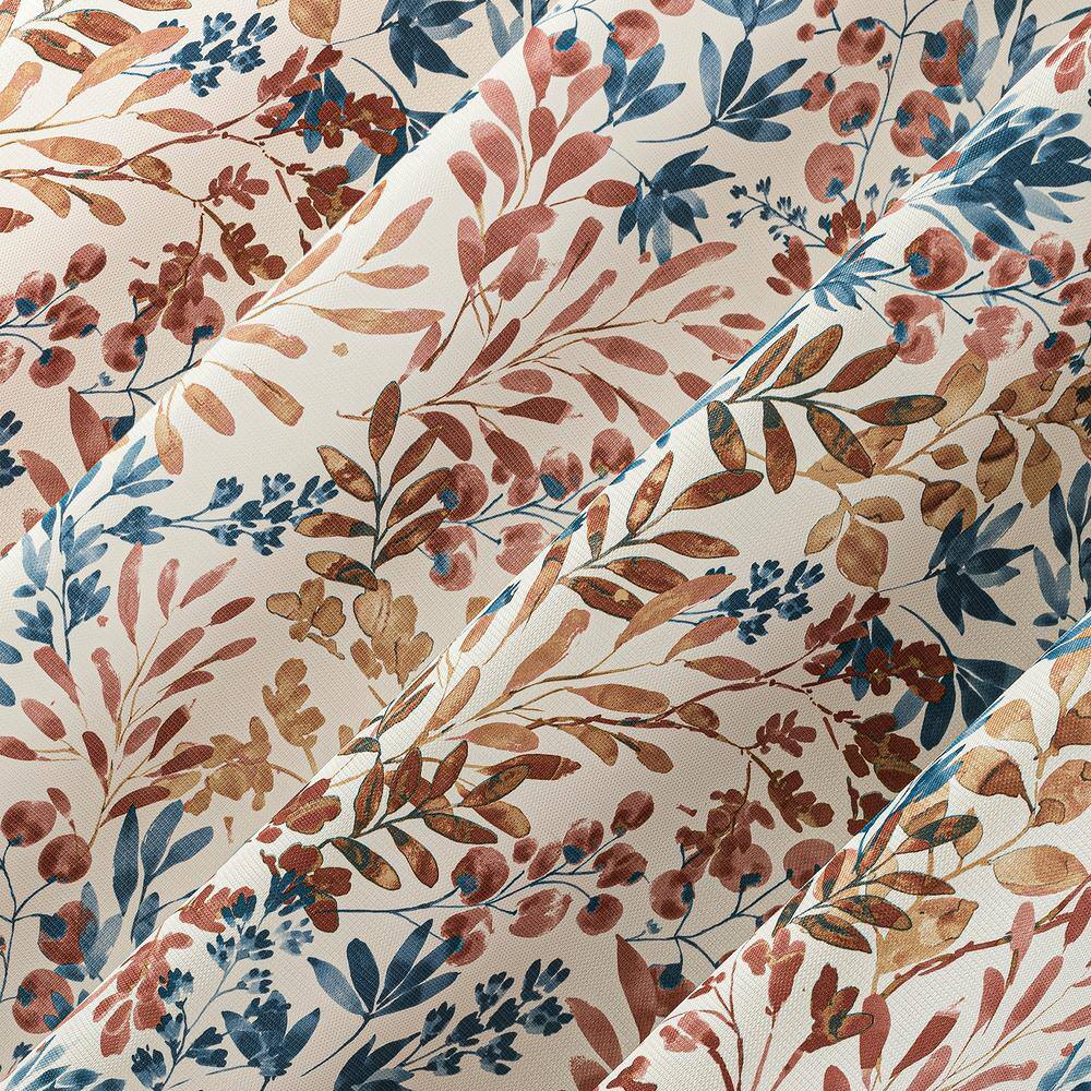 Indigo Blue Botanical Print Room Darkening Grommet Curtain Panel