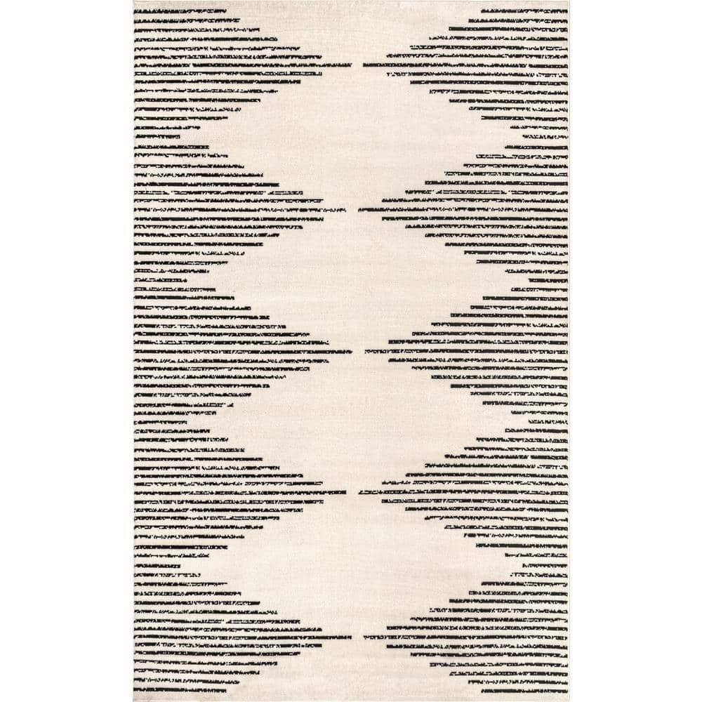 Romina Gray and Black 9' x 12' Synthetic Area Rug