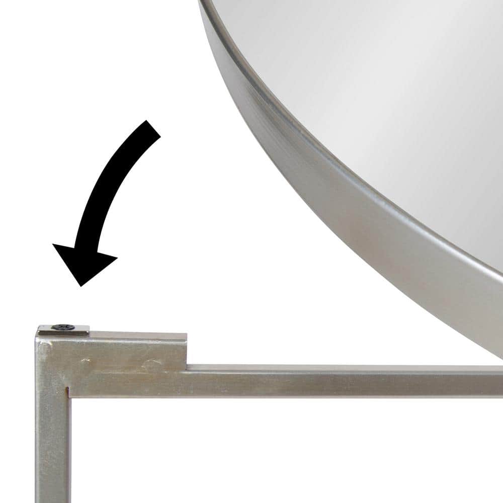 Celia 21'' Silver Metal Foldable Round Accent Table with Mirror Tray