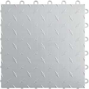 12 in x 12 in. Pearl Silver Diamondtrax Home Modular Polypropylene Flooring 50-Tile Pack (50 sq. ft.)