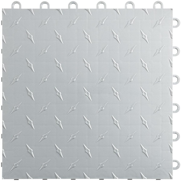 Swisstrax 12 in x 12 in. Pearl Silver Diamondtrax Home Modular Polypropylene Flooring 50-Tile Pack (50 sq. ft.)