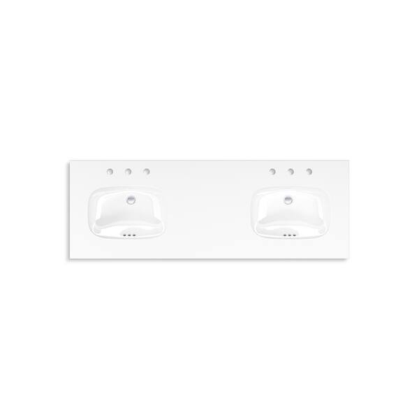 KOHLER Spacity 60in. Double Sink Floating Dark Steel Bath Vanity with White Quartz Top Assembled