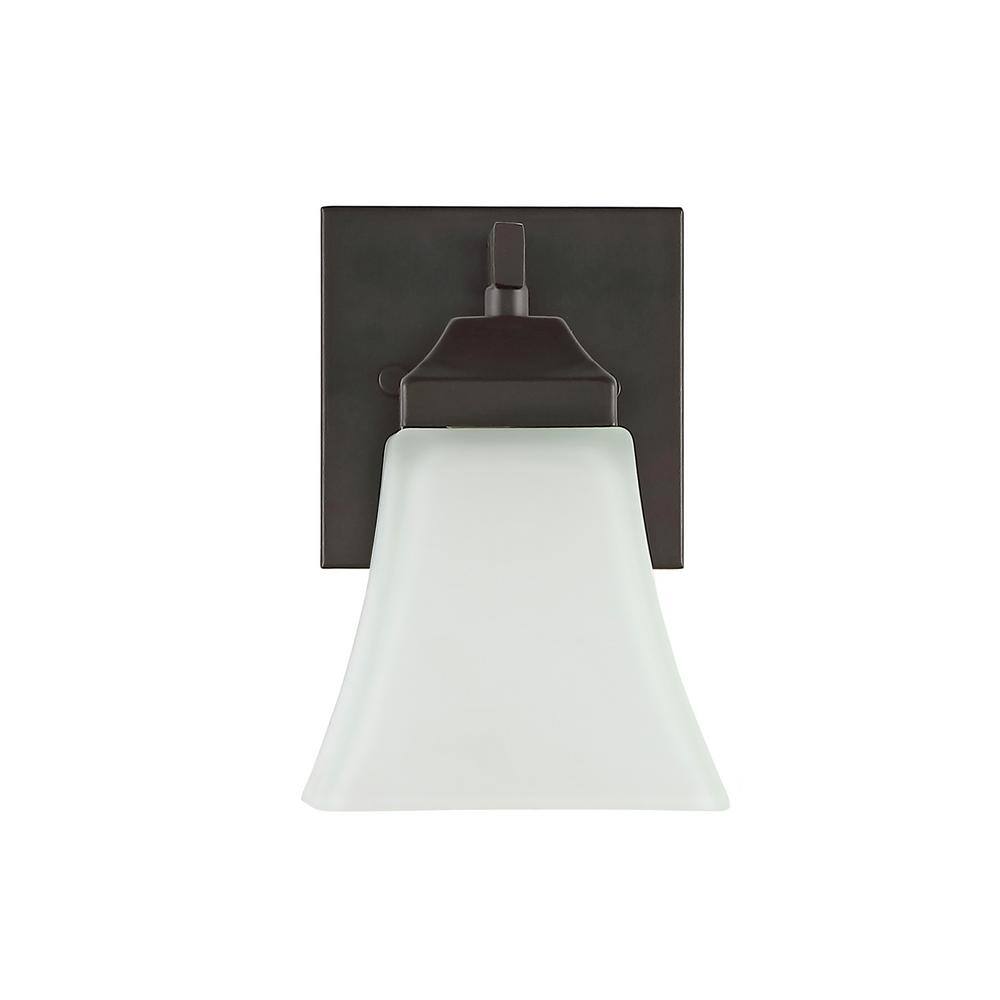 Staunton 5" Oil-Rubbed Bronze Vanity Light with White Glass Shade