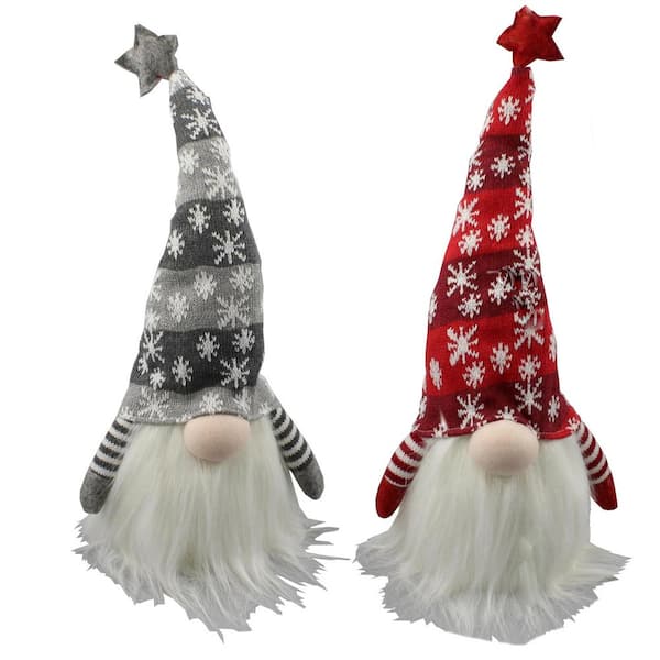 ADMIRED BY NATURE 12 in. Christmas Gnome Plush with LED Ornament Home Decor (Set of 2)