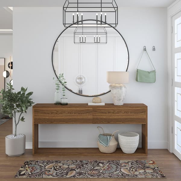 Capri Abstract Brown 2 ft. x 10 ft. Indoor Runner Rug