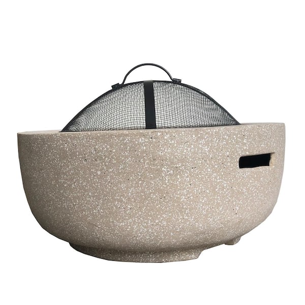 Willit 26.2 in. Outdoor Steel Fire Pit in Beige
