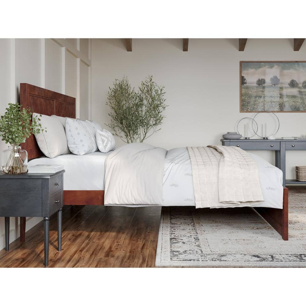 Canyon Walnut King Wood Platform Bed with Chevron Headboard