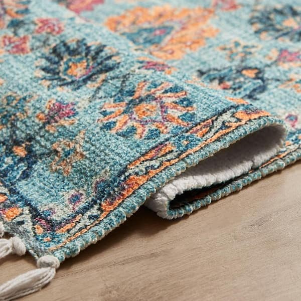 Jessica Simpson Chinille Fringe Machine Washable Teal 2 ft Jessica Simpson Chinille Fringe Machine Washable Teal 2 ft