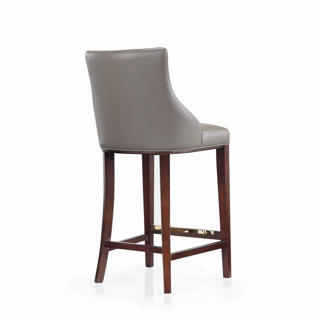 Shubert Dark Taupe Leatherette Upholstered Barstool with Beech Wood Legs