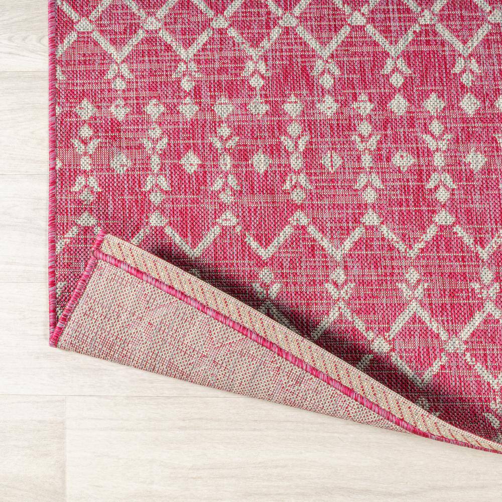 Fuchsia and Light Gray Moroccan Geometric Synthetic Area Rug