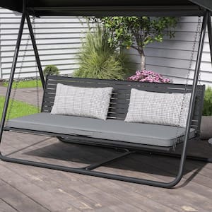 1-Piece 18.5 in. x 59 in. Rectangular Outdoor Bench Cushion in Light Gray