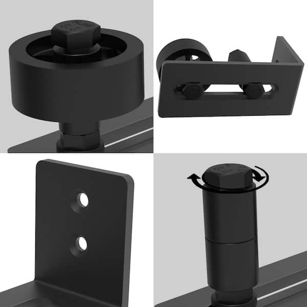 4.88 in. Black Steel Heavy-Duty Adjustable Sliding Barn Door Floor Guide Hardware (Model 1) 4.88 in. Black Steel Heavy-Duty Adjustable Sliding Barn Door Floor Guide Hardware (Model 1)