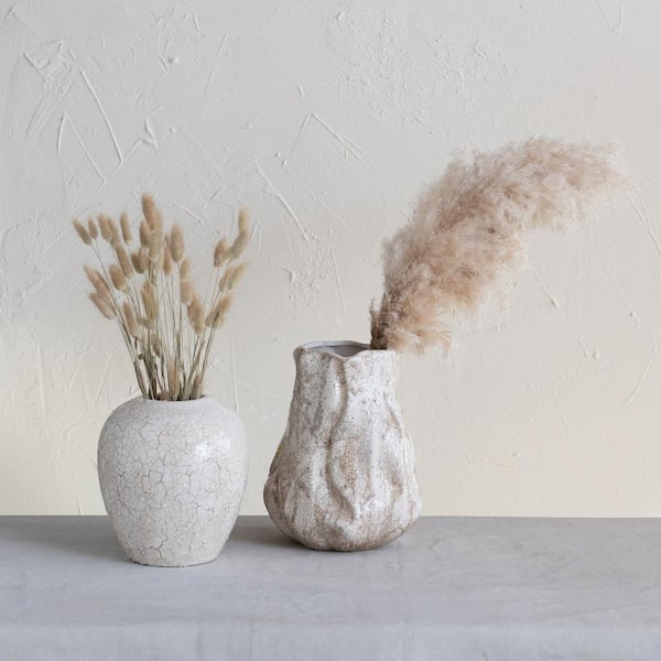 Crackle Glazed Ceramic Vases