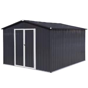 8 ft. W x 10 ft. D Metal Outdoor Storage Shed with Double Door in Dark Grey (80 sq. ft.)