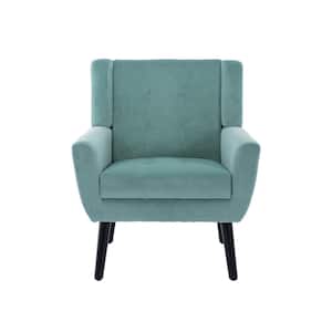 Modern Mint Green Velvet Ergonomics Accent Chair with Black Legs