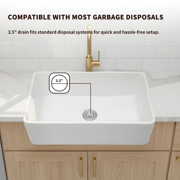 MYRYY 33 in. L x 20 in. W Farmhouse Single Bowl Ceramic Kitchen