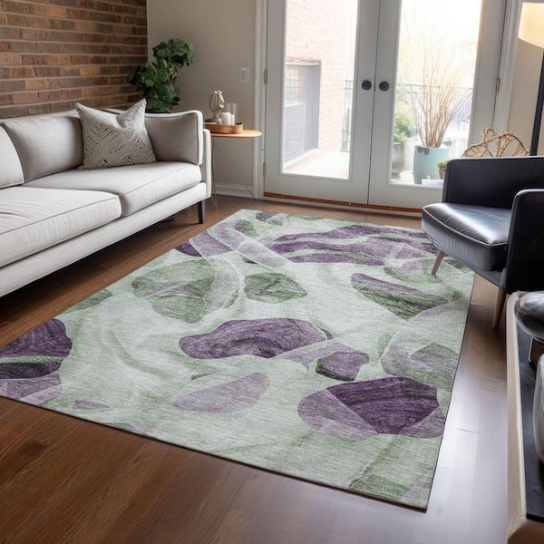 Chantille Machine Washable Indoor/Outdoor Abstract ACN1863 Aloe 9 ft. x 12 ft. Accent Rug