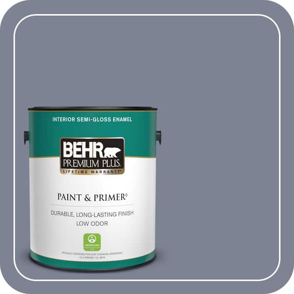 BEHR PREMIUM PLUS 1 gal. #610F-6 Deep Smoke Signal Semi-Gloss Enamel Low Odor Interior Paint & Primer