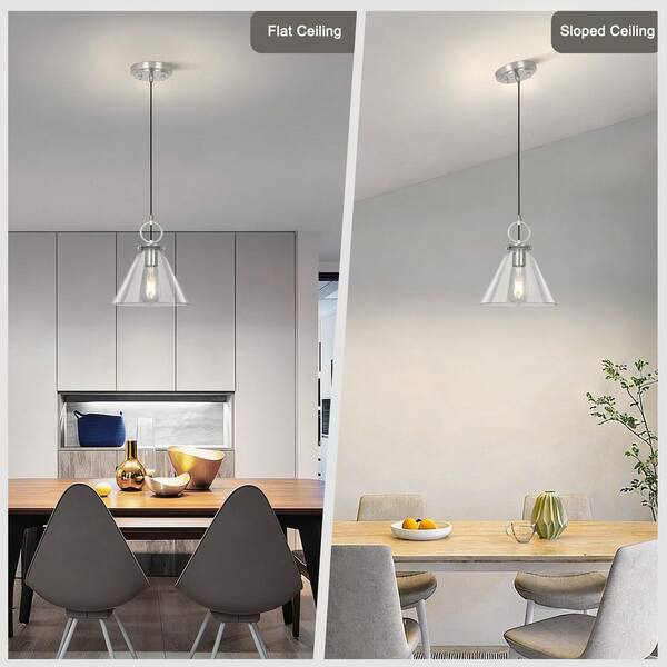 Henveton Jasslynn 1 Light Brushed Nickel Pendant Light with Clear