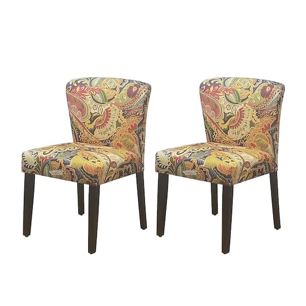 Homy Casa Cambodia Yellow Upholstered Solid Wood Dining Chair(Set of 2)