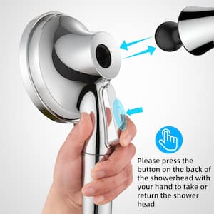 7-Spray Pattern 4.92 in. Wall Mount Handheld Shower Heads 1.8 GPM with Filter Removable Shower hose in Chrome