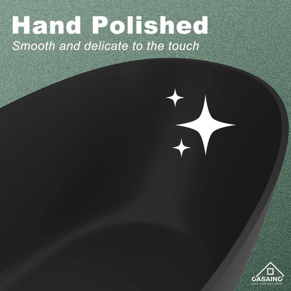 Matte Black 67'' Solid Surface Freestanding Soaking Bathtub