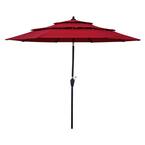 CASAINC 9 ft. Aluminum Market Solar Lighted Patio Umbrella in Red SM ...